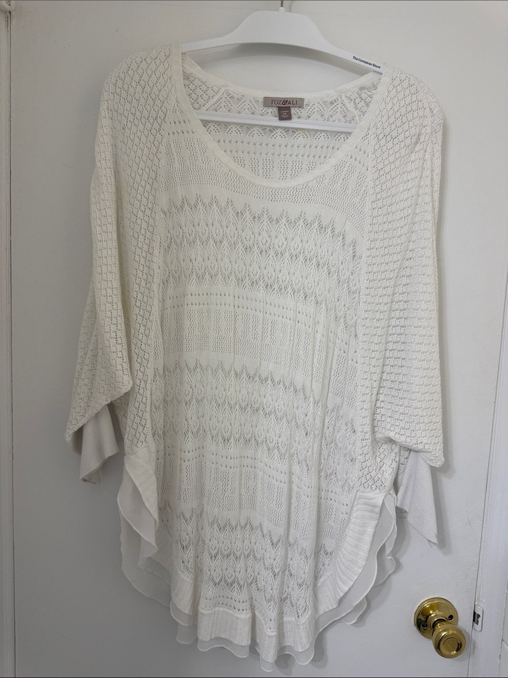 Roz & Ali Women's White Crochet Knit Top